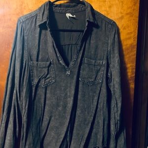 Charcoal grey dress shirt.